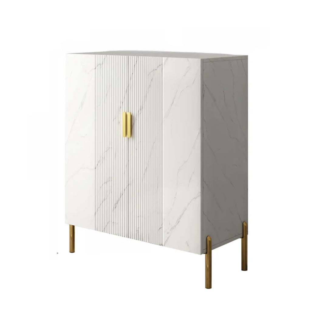 Hallway Wood White Shoe Storage Cabinet with Gold Legs