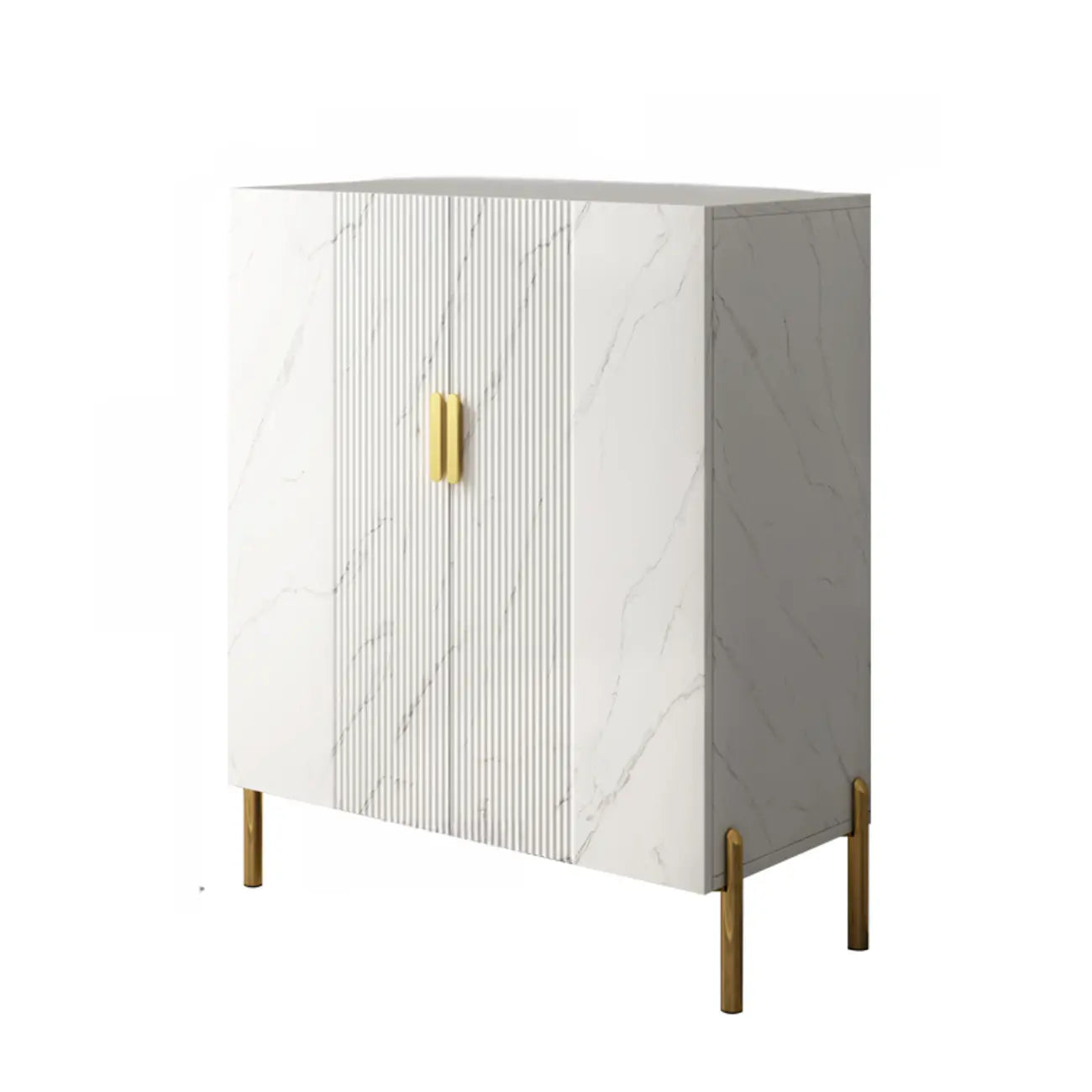 Hallway Wood White Shoe Storage Cabinet with Gold Legs