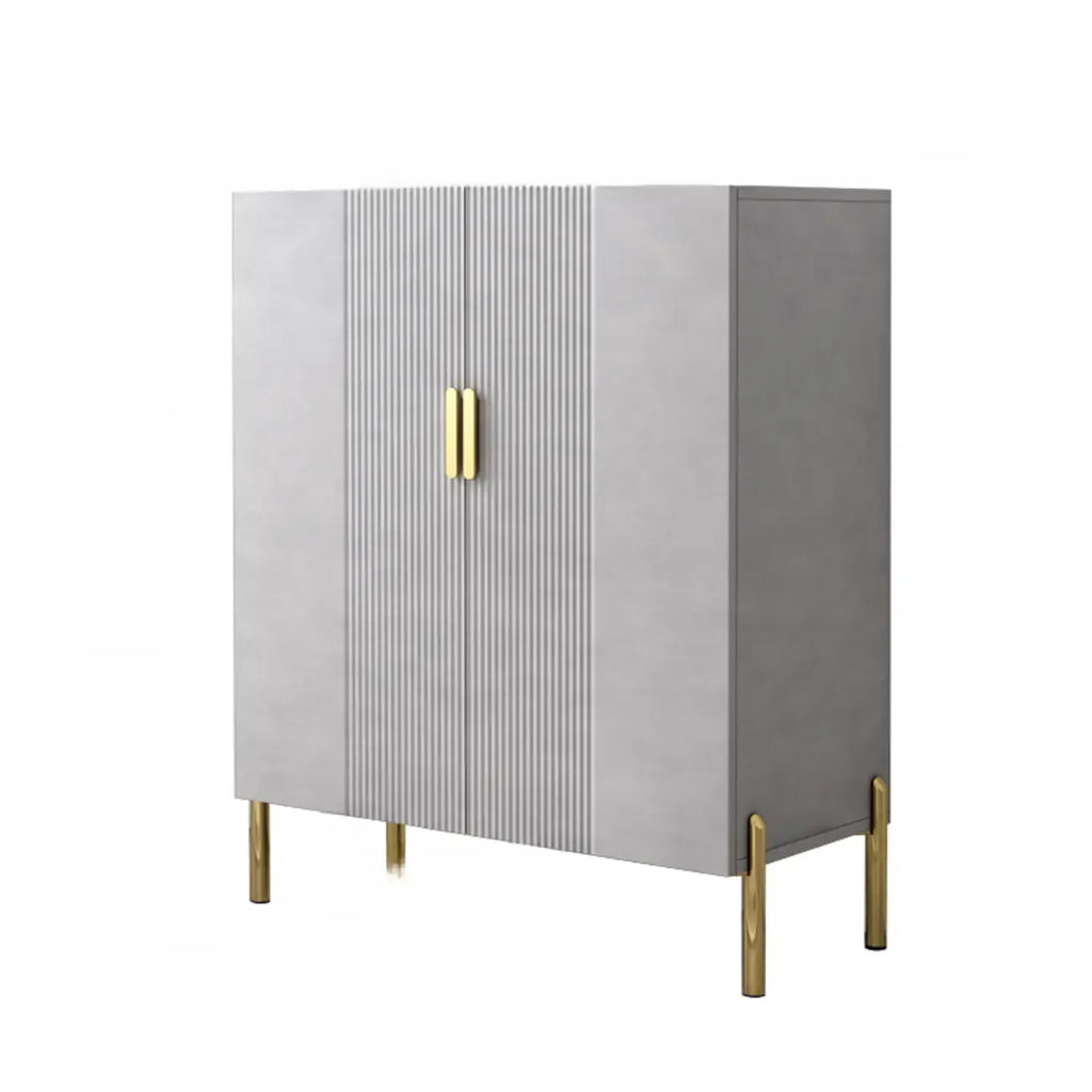 Hallway Wood White Shoe Storage Cabinet with Gold Legs