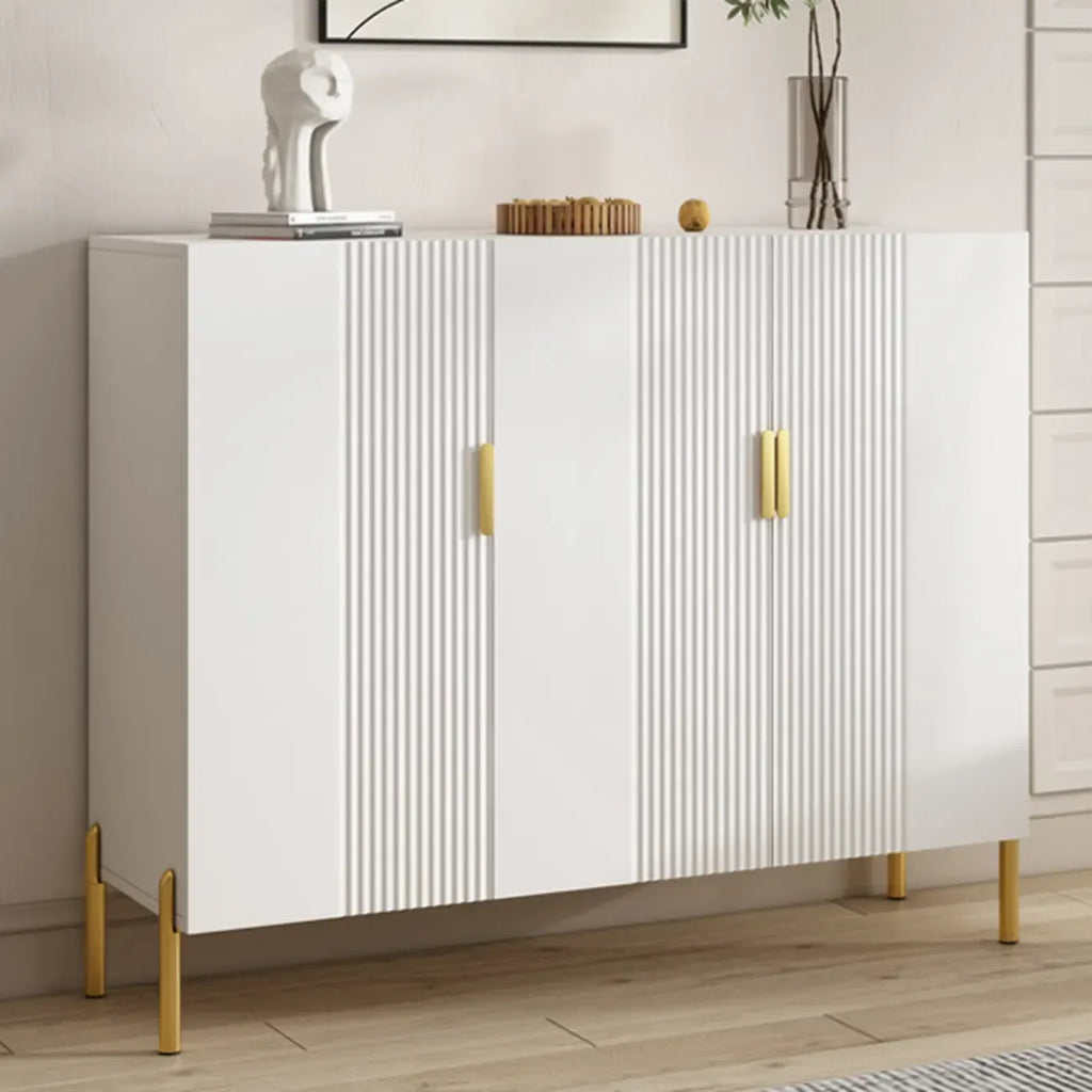 Hallway Wood White Shoe Storage Cabinet with Gold Legs