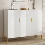 Hallway Wood White Shoe Storage Cabinet with Gold Legs