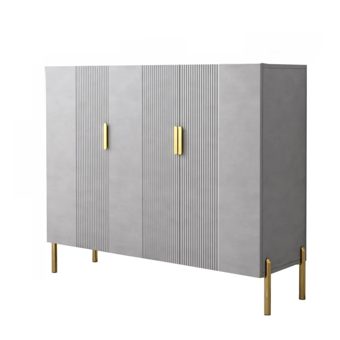 Hallway Wood White Shoe Storage Cabinet with Gold Legs