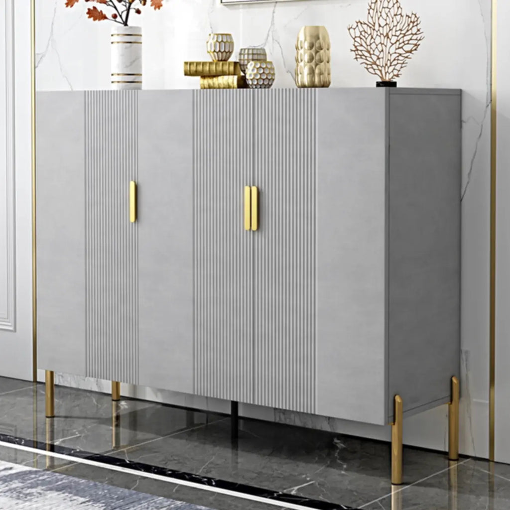 Hallway Wood White Shoe Storage Cabinet with Gold Legs