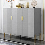 Hallway Wood White Shoe Storage Cabinet with Gold Legs