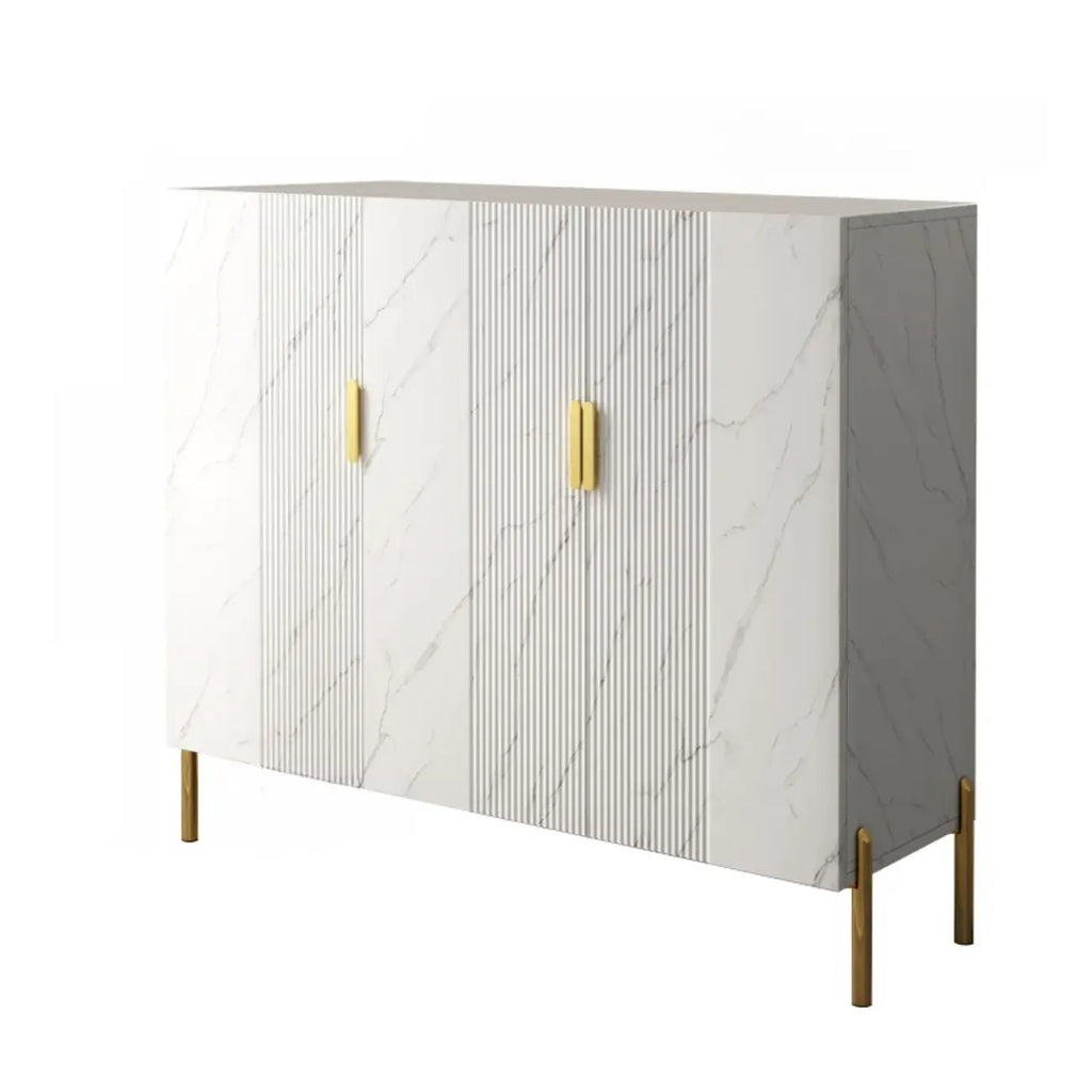 Hallway Wood White Shoe Storage Cabinet with Gold Legs