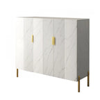 Hallway Wood White Shoe Storage Cabinet with Gold Legs