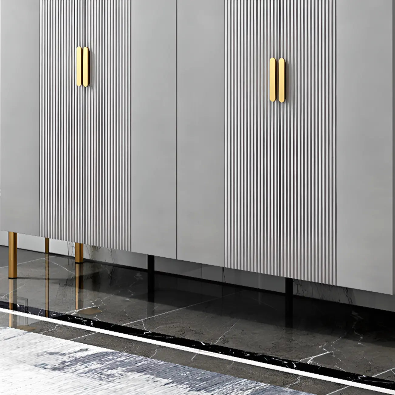 Hallway Wood White Shoe Storage Cabinet with Gold Legs