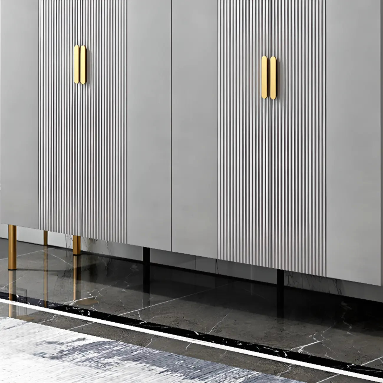 Hallway Wood White Shoe Storage Cabinet with Gold Legs