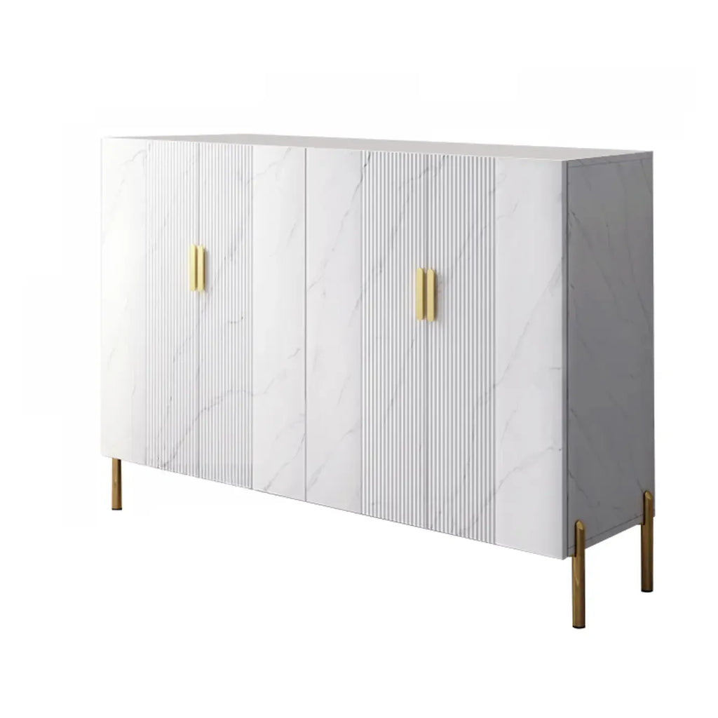 Hallway Wood White Shoe Storage Cabinet with Gold Legs