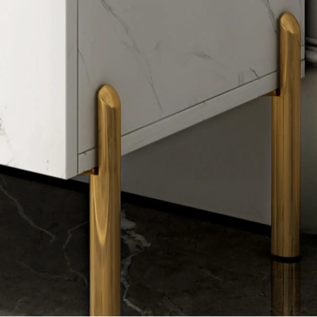 Hallway Wood White Shoe Storage Cabinet with Gold Legs