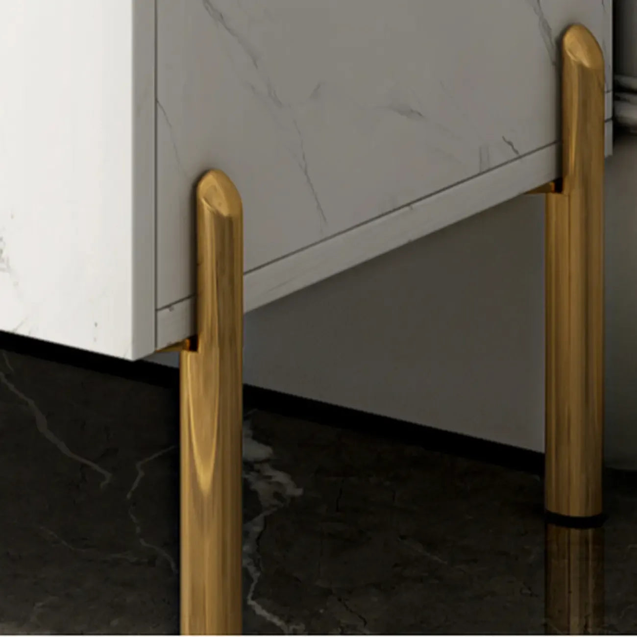 Hallway Wood White Shoe Storage Cabinet with Gold Legs