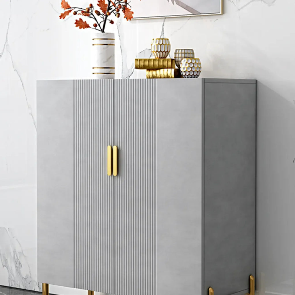 Hallway Wood White Shoe Storage Cabinet with Gold Legs