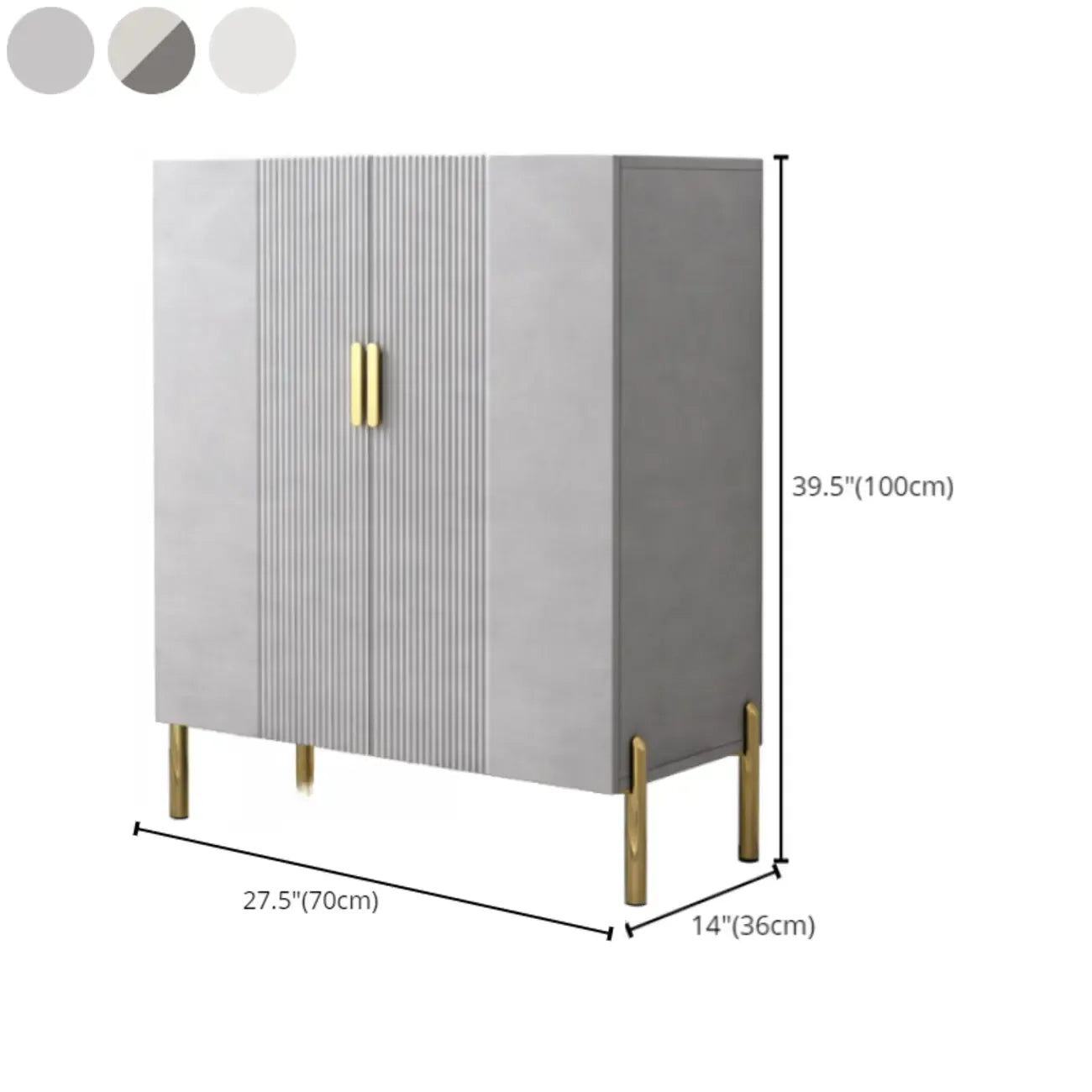 Hallway Wood White Shoe Storage Cabinet with Gold Legs