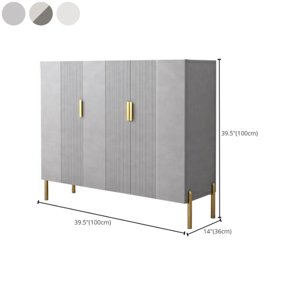 Hallway Wood White Shoe Storage Cabinet with Gold Legs