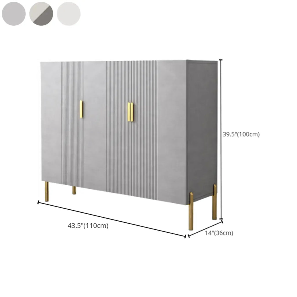 Hallway Wood White Shoe Storage Cabinet with Gold Legs