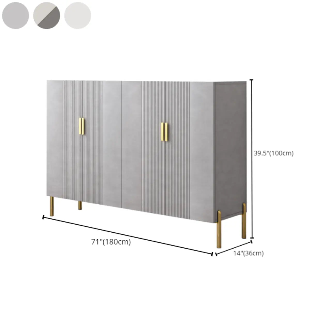 Hallway Wood White Shoe Storage Cabinet with Gold Legs