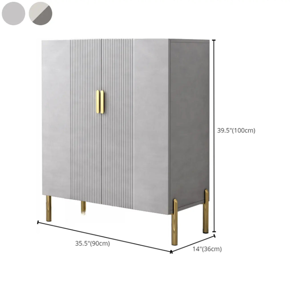 Hallway Wood White Shoe Storage Cabinet with Gold Legs