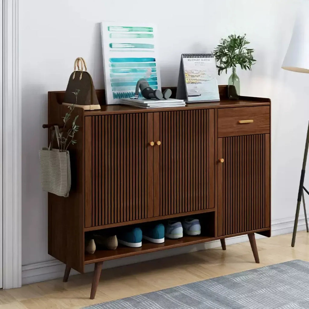 Modern Wood Shoe Cabinet with Doors for Entryway