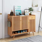 Modern Wood Shoe Cabinet with Doors for Entryway