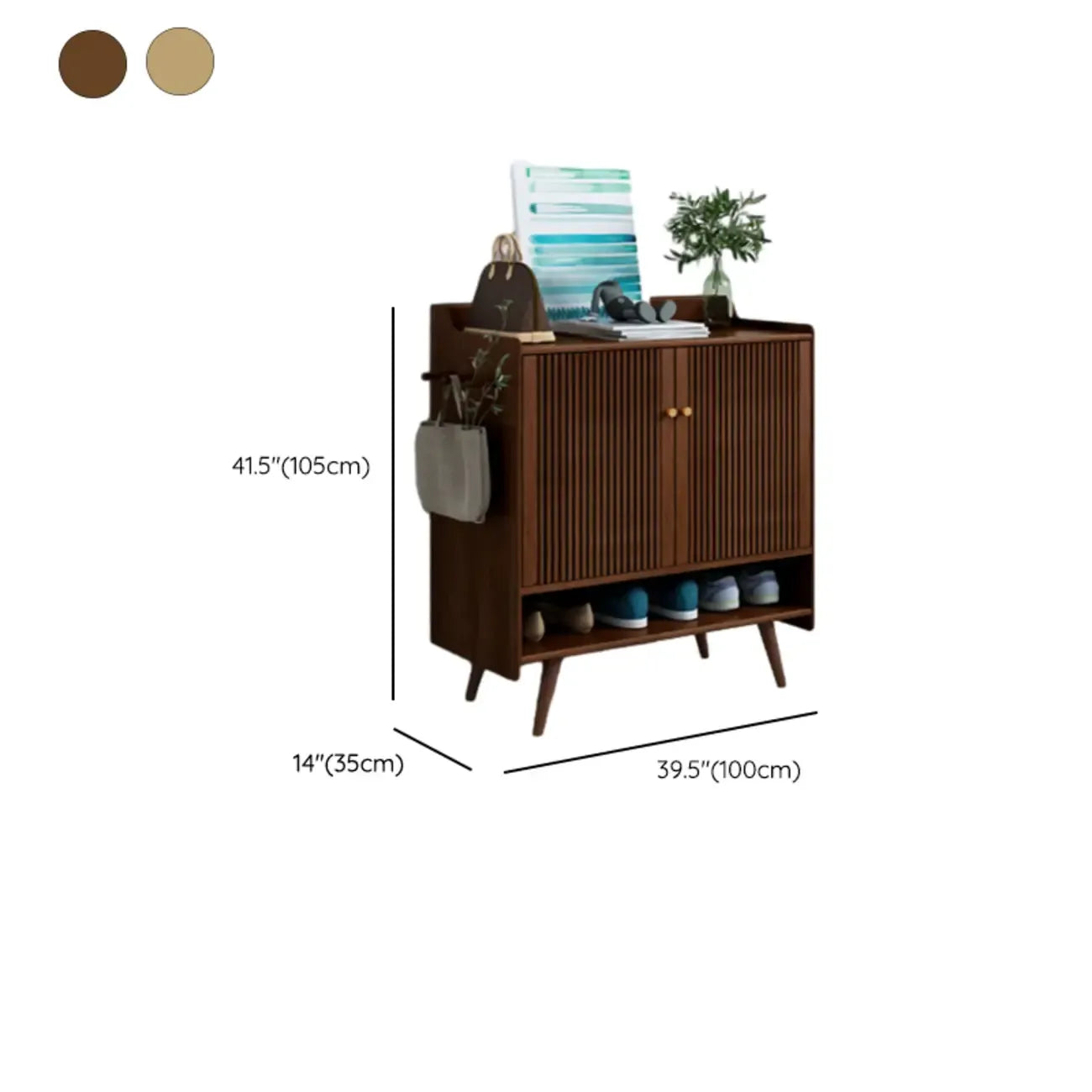 Modern Wood Shoe Cabinet with Doors for Entryway