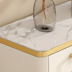 Entryway White Wooden Shoe Cabinet with Glass Doors