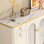 Entryway White Wooden Shoe Cabinet with Glass Doors