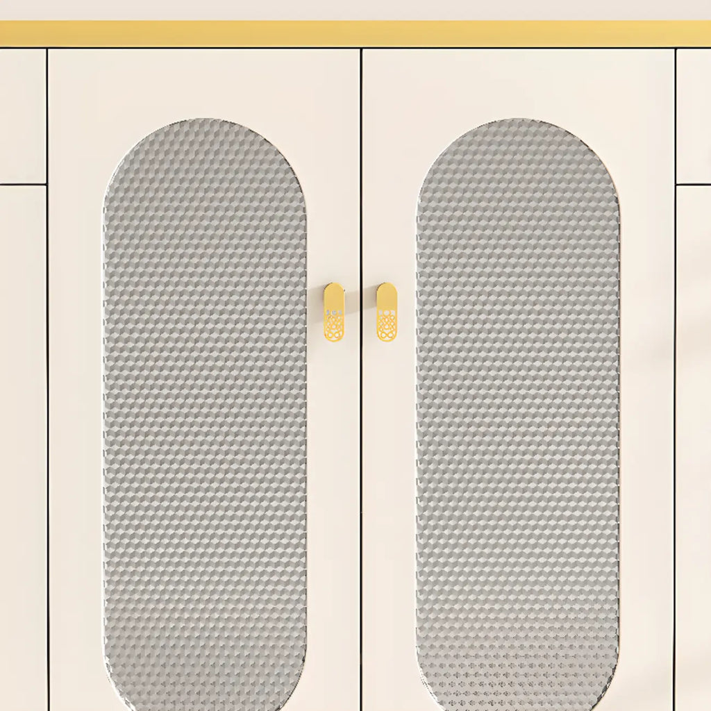 Entryway White Wooden Shoe Cabinet with Glass Doors