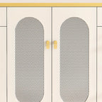 Entryway White Wooden Shoe Cabinet with Glass Doors