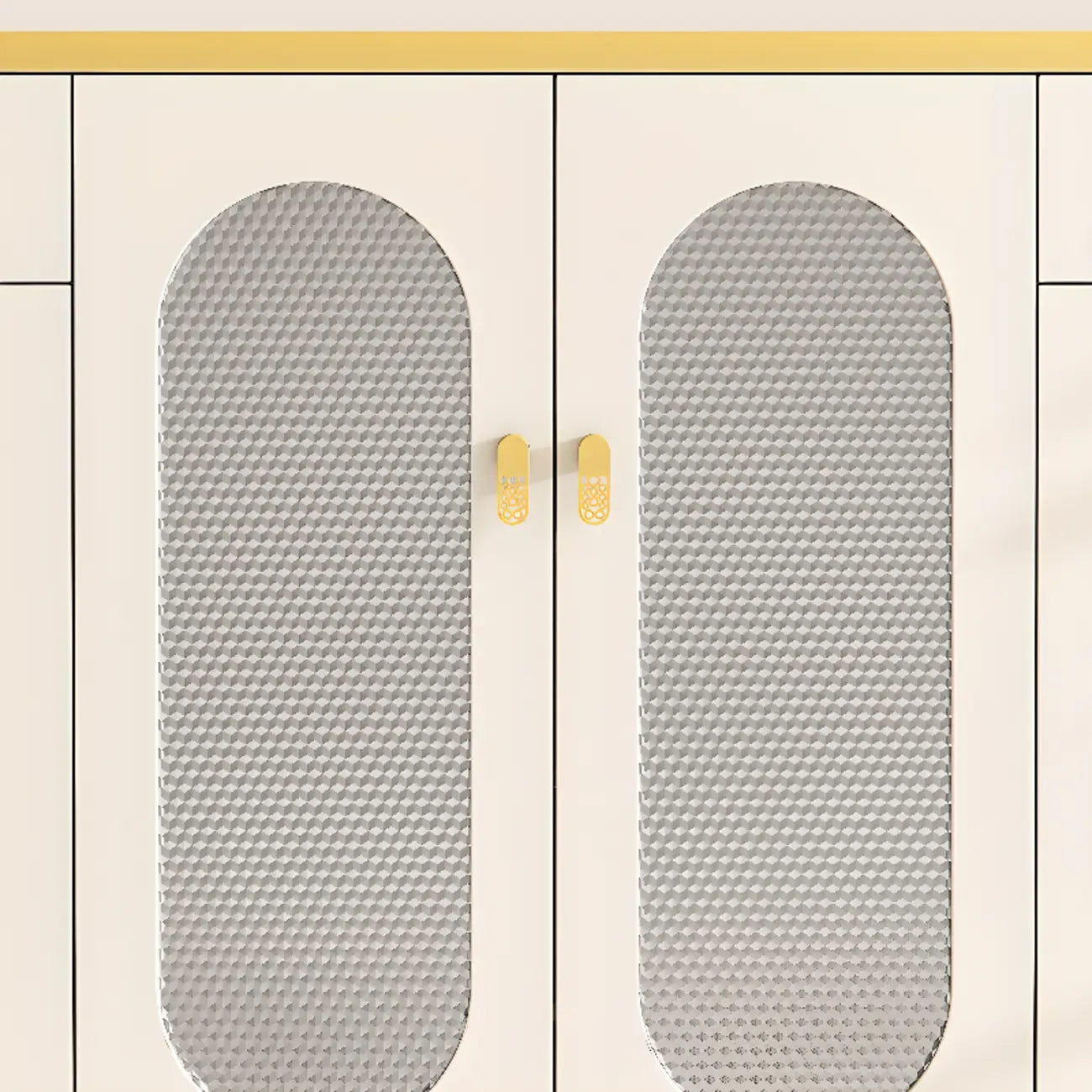 Entryway White Wooden Shoe Cabinet with Glass Doors