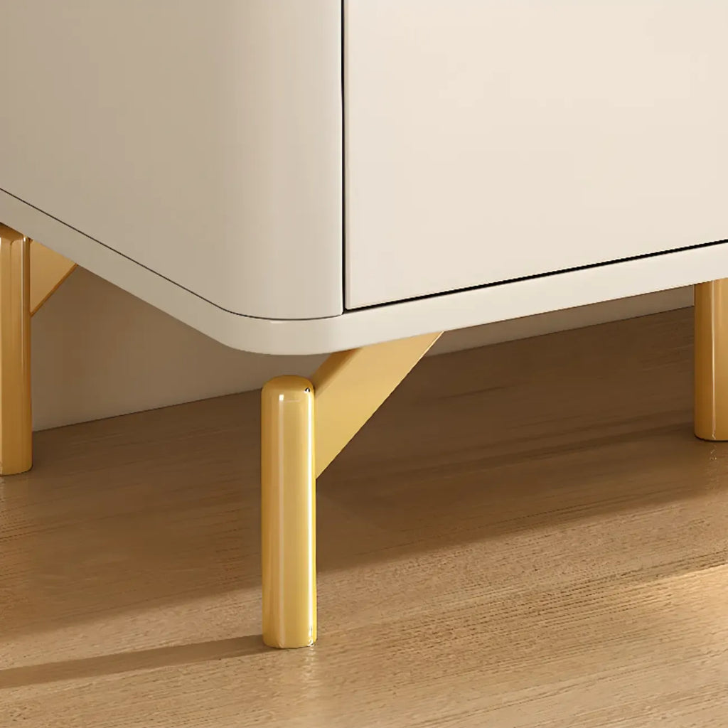 Entryway White Wooden Shoe Cabinet with Glass Doors