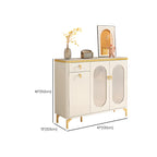 Entryway White Wooden Shoe Cabinet with Glass Doors