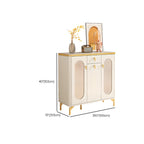 Entryway White Wooden Shoe Cabinet with Glass Doors