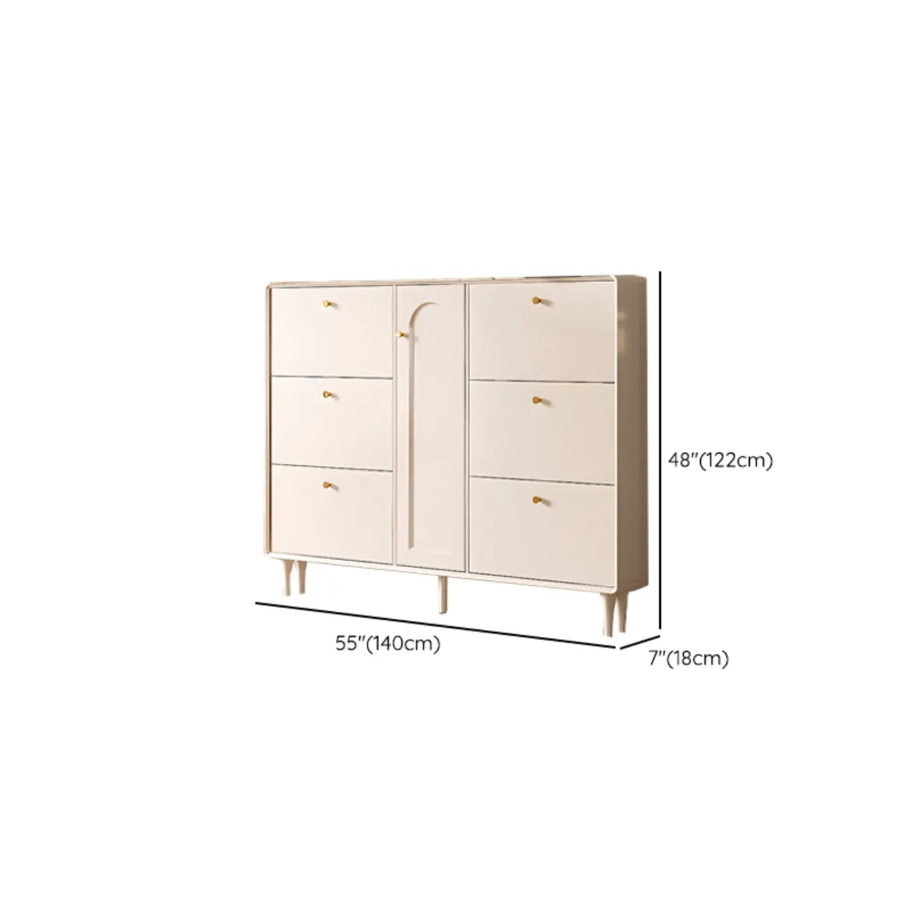 Beige Wood Entryway Shoe Cabinet with Hidden Storage