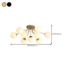 Modern White Globe Glass Golden Semi Flush Ceiling Light