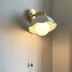 5 to 9 Inch Indoor Wall Sconce with Ceramic Shade & Pull Chain