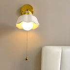 5 to 9 Inch Indoor Wall Sconce with Ceramic Shade & Pull Chain