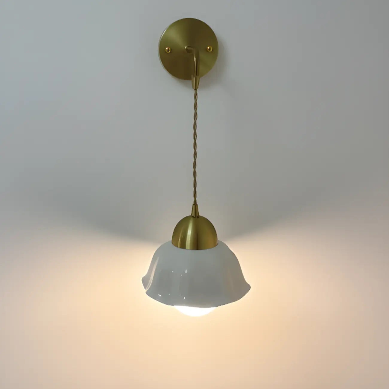 5 to 9 Inch Indoor Wall Sconce with Ceramic Shade & Pull Chain