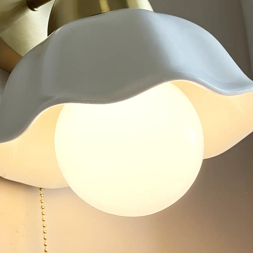 5 to 9 Inch Indoor Wall Sconce with Ceramic Shade & Pull Chain