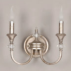 Vintage Cast Iron Candlestick Crystal Wall Sconce