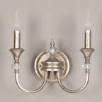 Vintage Cast Iron Candlestick Crystal Wall Sconce