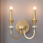 Vintage Cast Iron Candlestick Crystal Wall Sconce