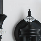 Vintage Cast Iron Candlestick Crystal Wall Sconce
