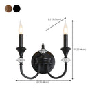 Vintage Cast Iron Candlestick Crystal Wall Sconce