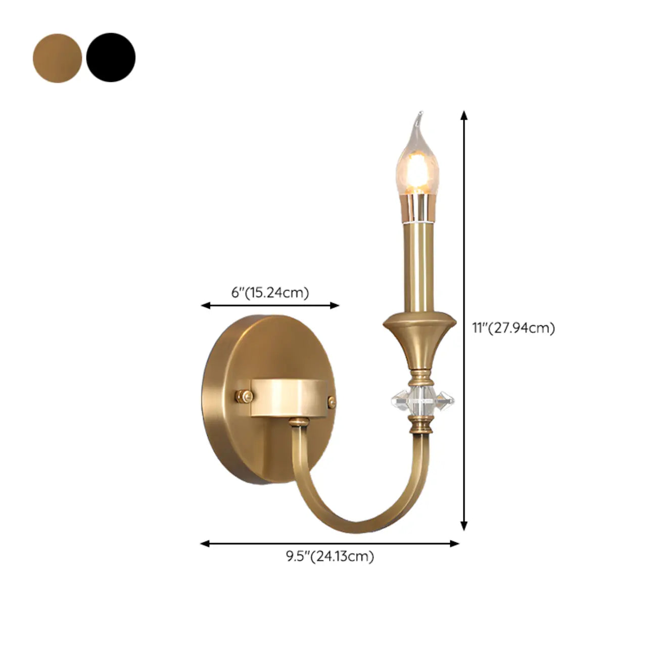 Vintage Cast Iron Candlestick Crystal Wall Sconce