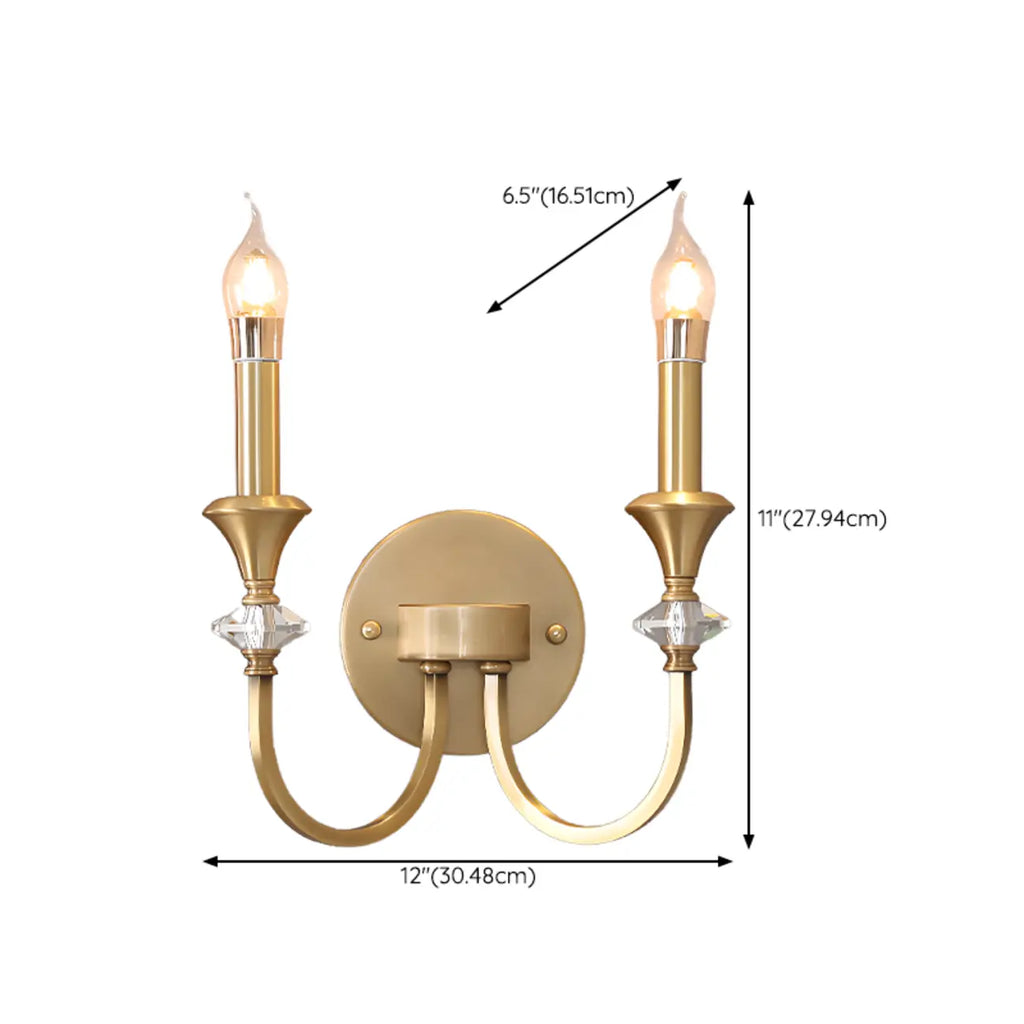 Vintage Cast Iron Candlestick Crystal Wall Sconce