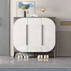 Trendy Gray-White Wooden Shoe Cabinet with Display Top