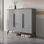 Trendy Gray-White Wooden Shoe Cabinet with Display Top