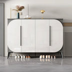 Trendy Gray-White Wooden Shoe Cabinet with Display Top