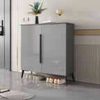 Trendy Gray-White Wooden Shoe Cabinet with Display Top