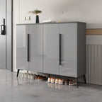 Trendy Gray-White Wooden Shoe Cabinet with Display Top